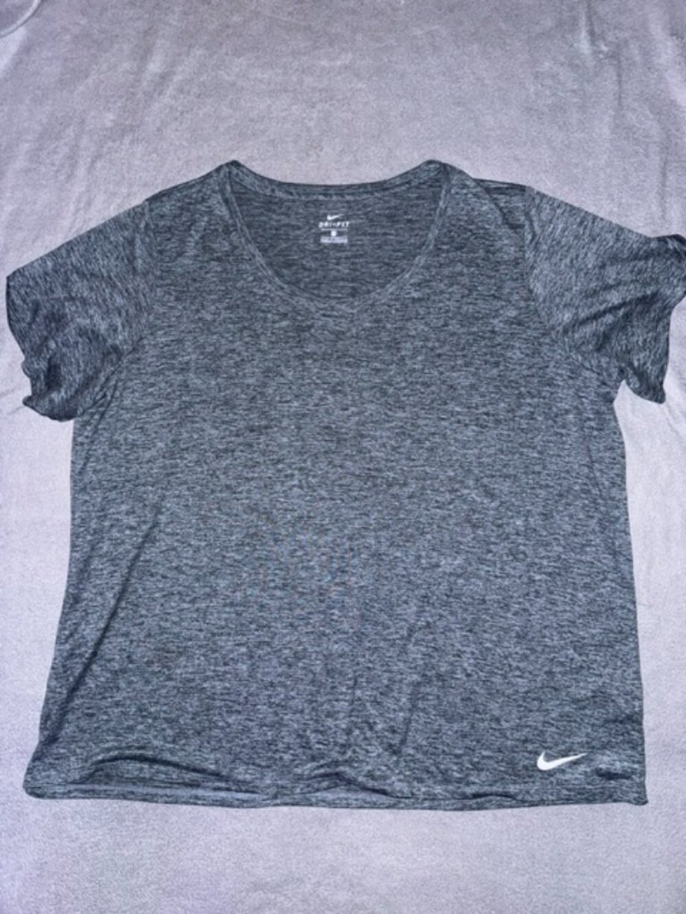 Nike Dri-FIT Womens 2X Gray Athletic T Shirt Plus Size Short Sleeve Performance